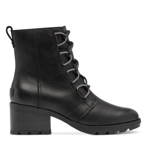 Sorel NWT Black Cate Lace-Up All-Leather Bootie Size 6.5 - Picture 6 of 16